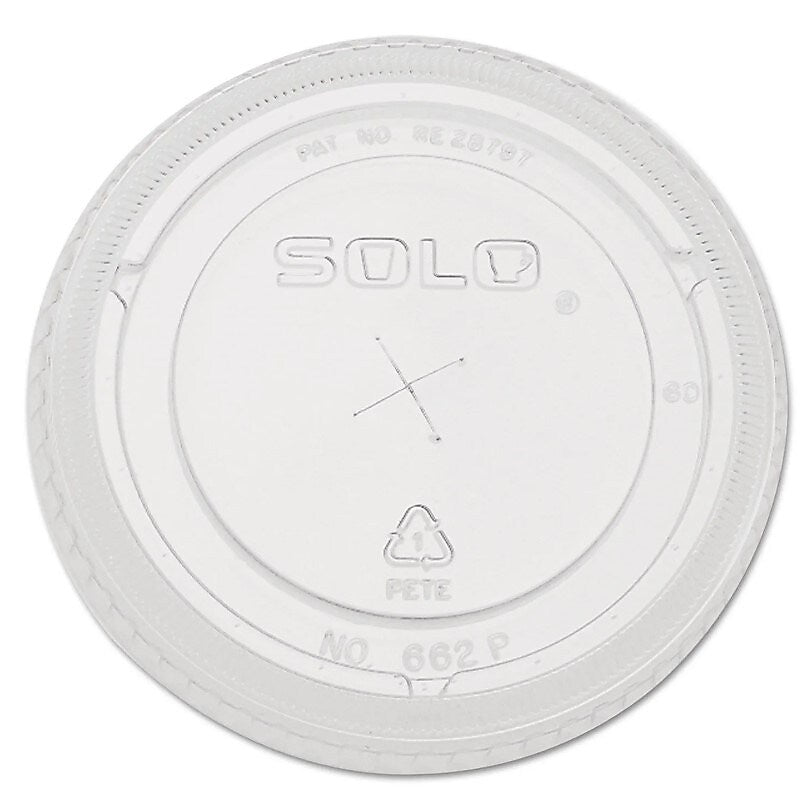 Straw-Slot Cold Cup Lids, 12oz Cups, Clear, 100/Pk