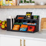 Mind Reader 14 Compartment Plastic Cup and Condiments Countertop Organizer, Black (COMORG2-BLK)