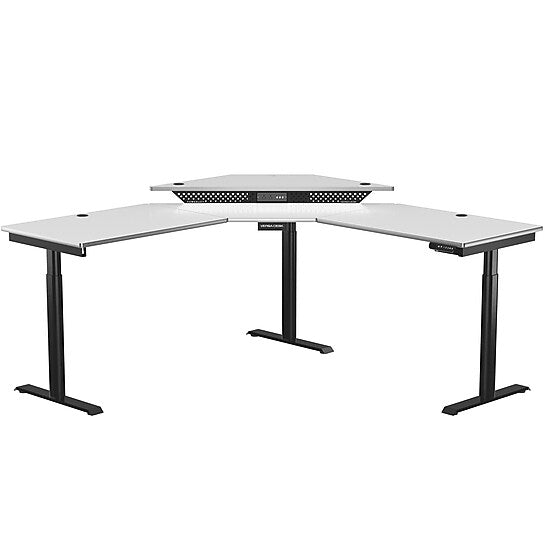 VersaDesk PowerLift 72"W Electric Corner Adjustable Standing Desk, White/Black (PLCSD7272-BW-APP)