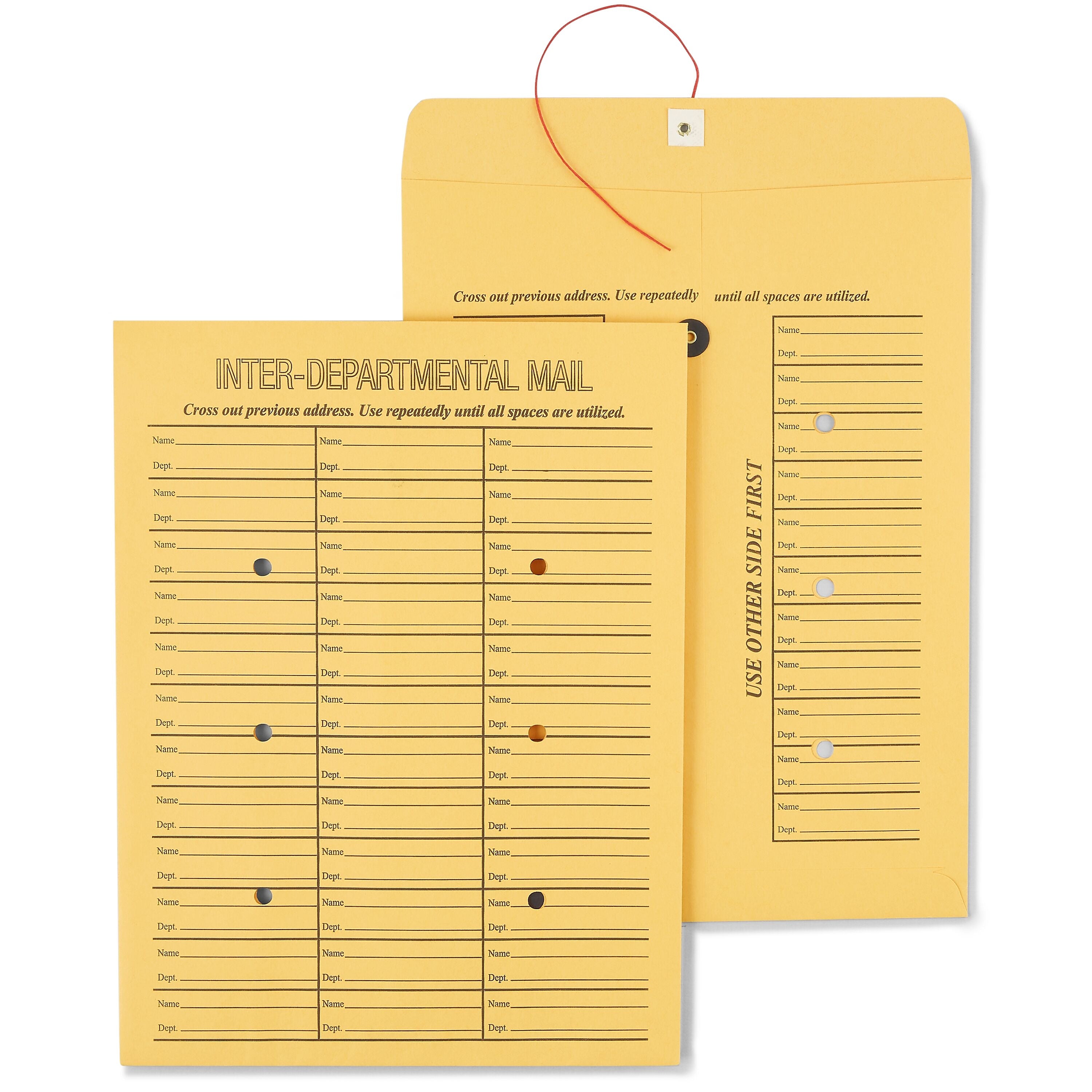 Staples Button & String Inter-Departmental Kraft Envelopes, 10" x 13", Brown Kraft, 100/Box (50163/472993)