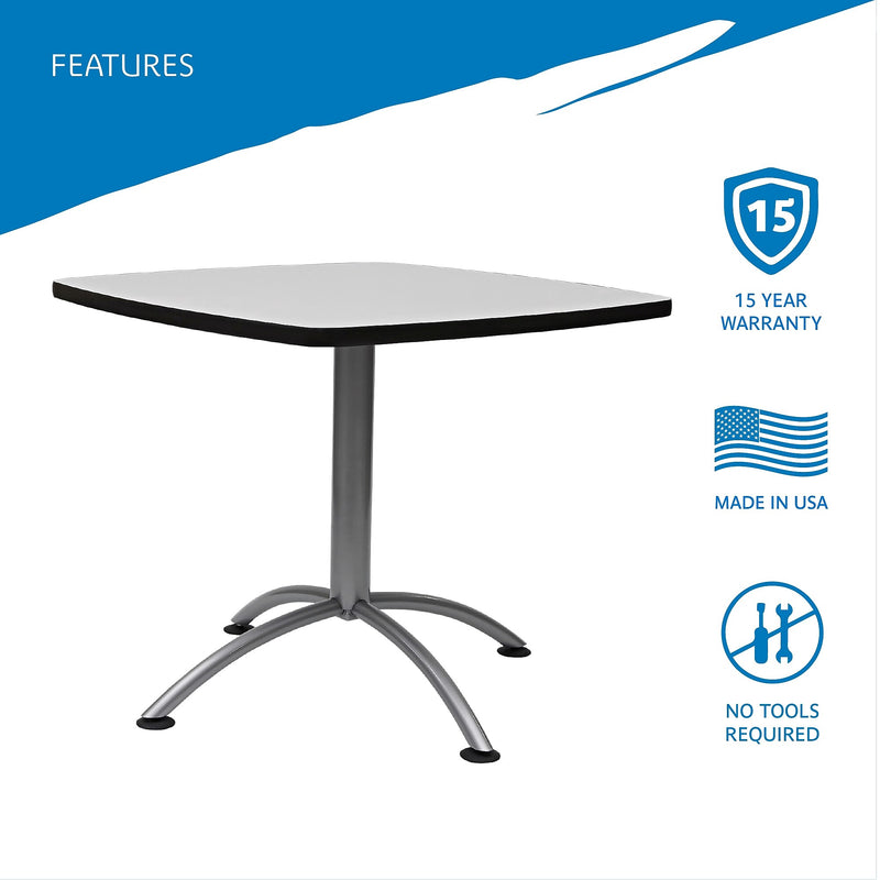 ICEBERG CafeWorks Square Melamine Cafe Table, 36"D x 36"W, Gray (65617)