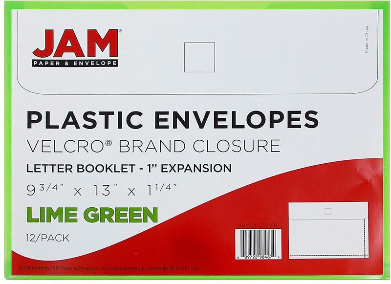 JAM Paper Premium Plastic Document File, Letter, Lime Green, 3/Pack (218V1LIX3)