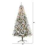 Nearly Natural 8-ft Flocked Rock Springs Spruce Artificial Christmas Tree with 500 Clear LED Lights (T1754)