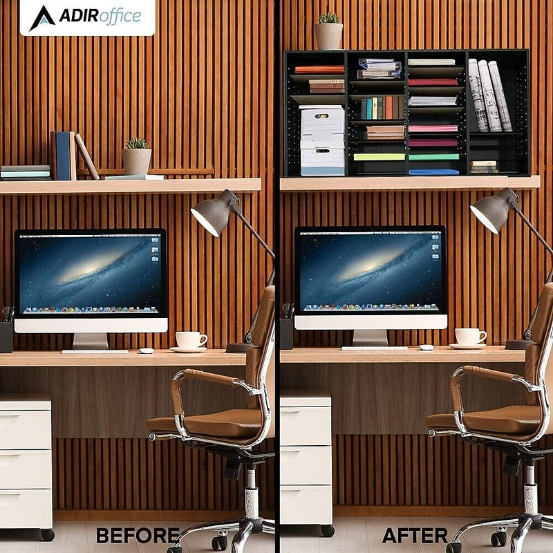 AdirOffice 500 Series 36 Compartment Literature Organizers, 39.3" x 11.8", Black, 2/Pack (500-36-BLK-2PK)