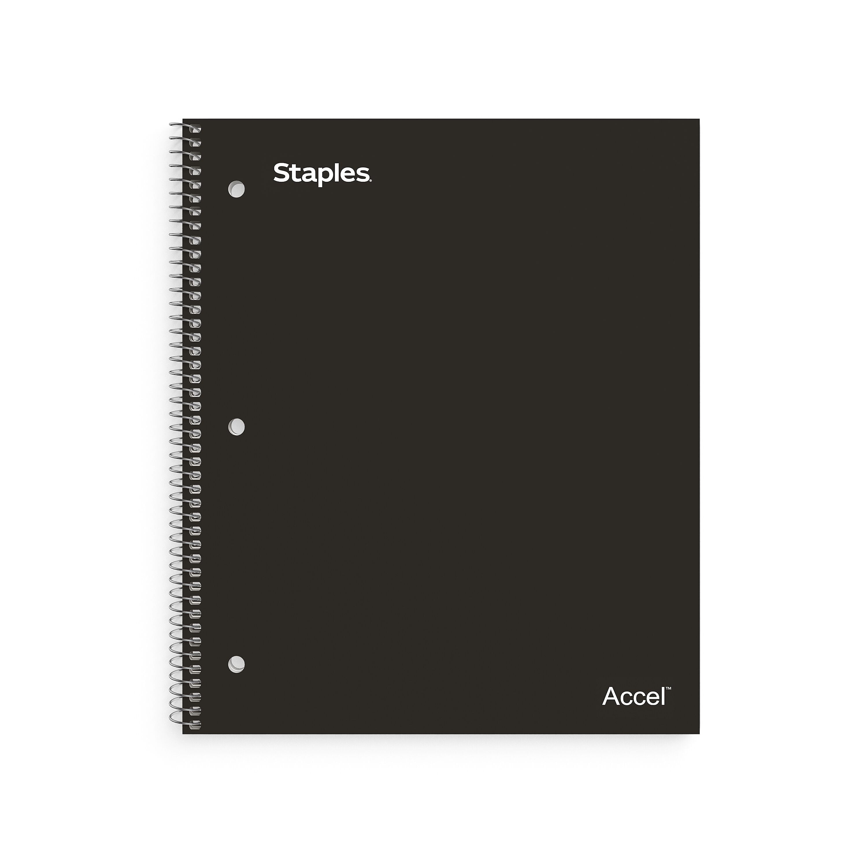 Staples Premium Poly 5-Subject Notebook, 8.5" x 11", College Ruled, 200 Sheets, Black (ST58317)