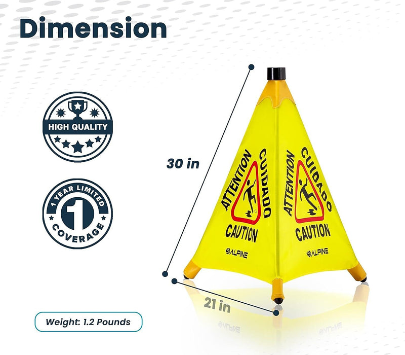 Alpine Industries Caution Wet Floor Sign, Yellow, 10/Pack (ALP498-30-10PK)