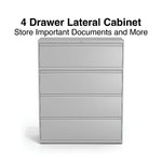 Alera 4-Drawer Lateral File Cabinet, Letter/Legal Size, Lockable, 52.5"H x 42"W x 18.63"D, Light Gray (ALEHLF4254LG)