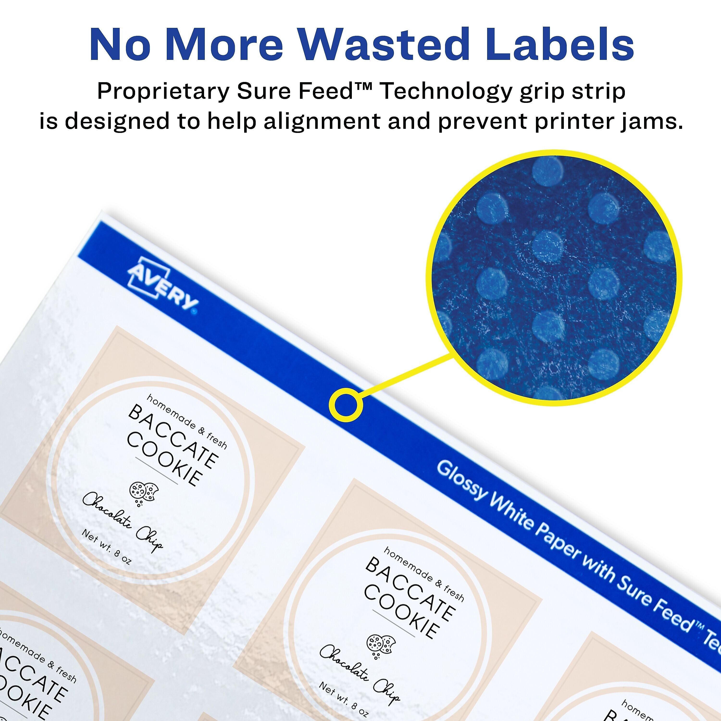 Avery Laser/Inkjet Multipurpose Labels, 3" x 3", Glossy White, 300 Labels/Box (94101)