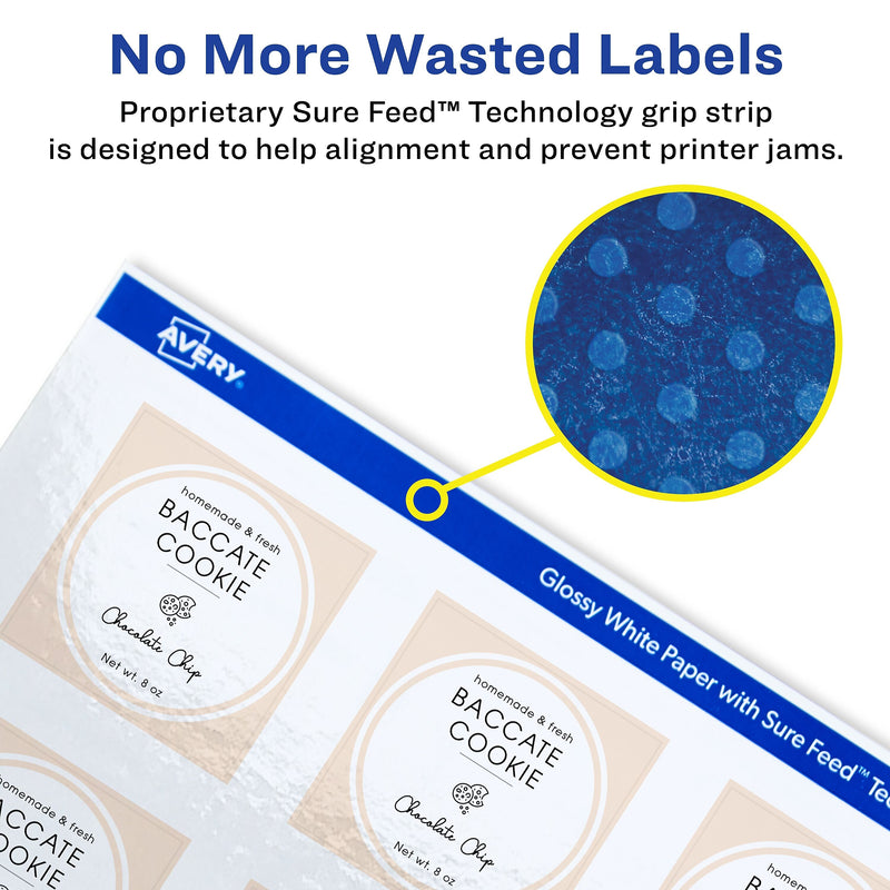 Avery Laser/Inkjet Multipurpose Labels, 3" x 3", Glossy White, 300 Labels/Box (94101)