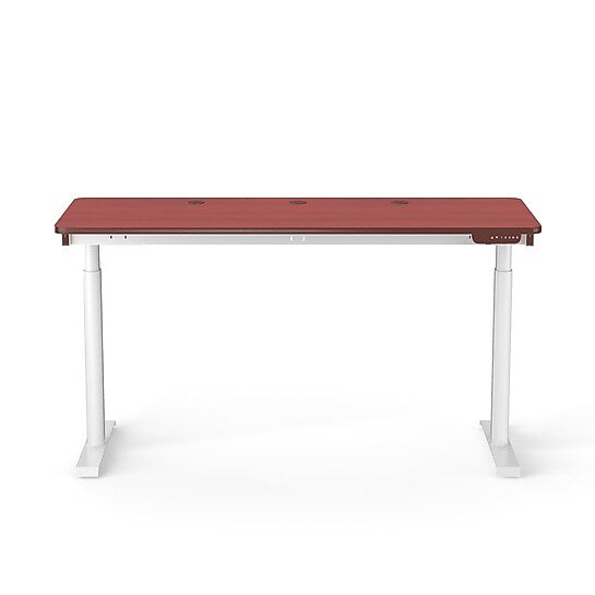 VersaDesk PowerLift 60"W Electric Rectangular Adjustable Standing Desk, Cherry/White (PLSDR6024-WC-APP)