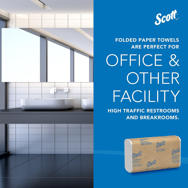 Scott Essential Recycled C-Fold Paper Towels, 1-ply, 200 Sheets/Pack, 12 Packs/Carton (01510)