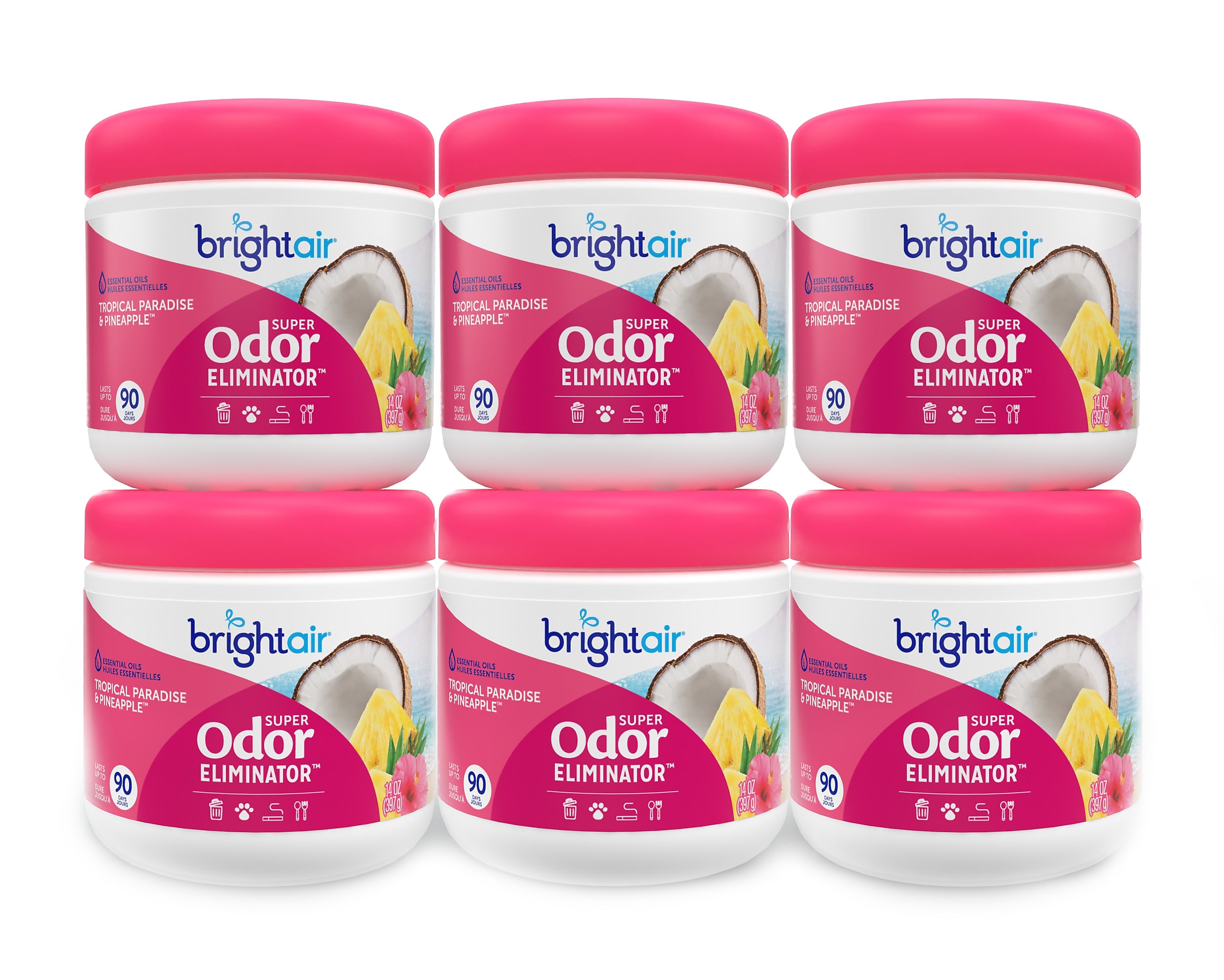 Bright Air Air Freshener Gel, Tropical Paradise & Pineapple Scent, 14 oz., 6/Carton (901076CT)