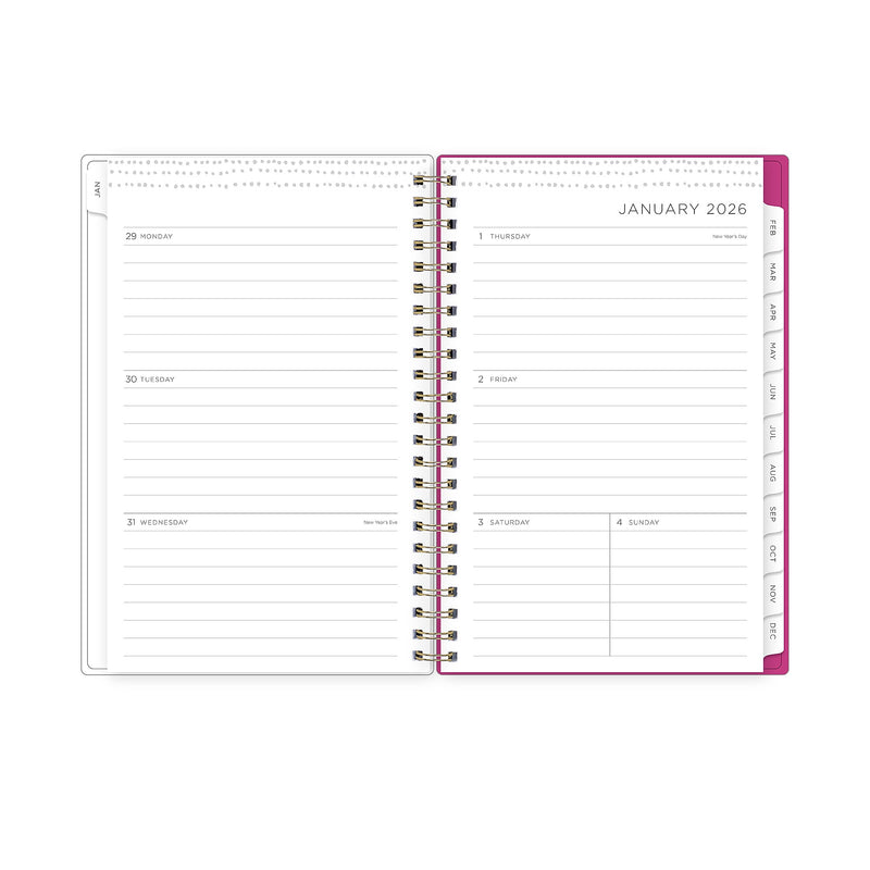 Planning Calendar KV Magenta Blooms PP 5x8 RY26 Wkly/Mthly Safety Wirebound -