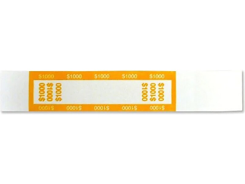 CONTROLTEK Currency Strap, White/Yellow, 25000/Carton (560020)