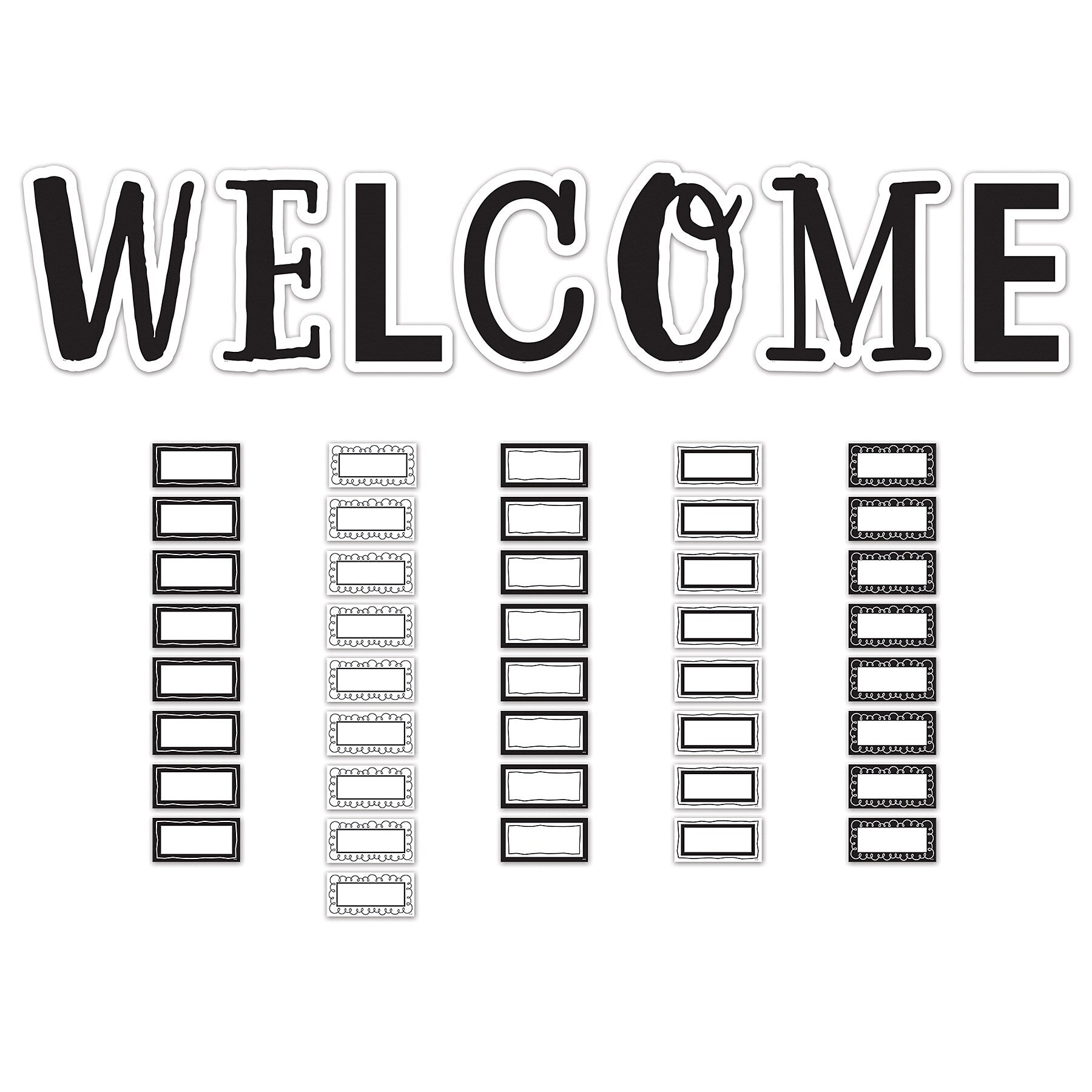 Teacher Created Resources Black and White Welcome Bulletin Board Set, 49/Set (TCR6805)