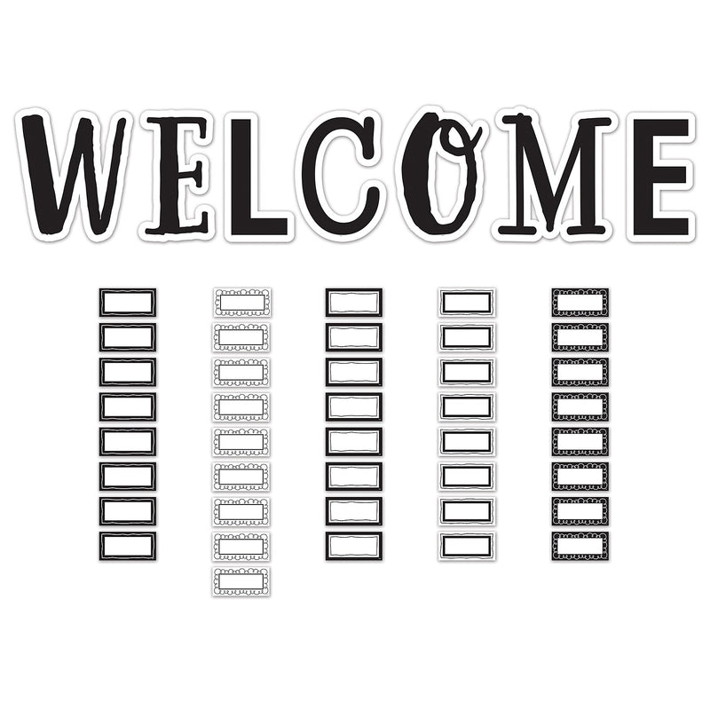 Teacher Created Resources Black and White Welcome Bulletin Board Set, 49/Set (TCR6805)
