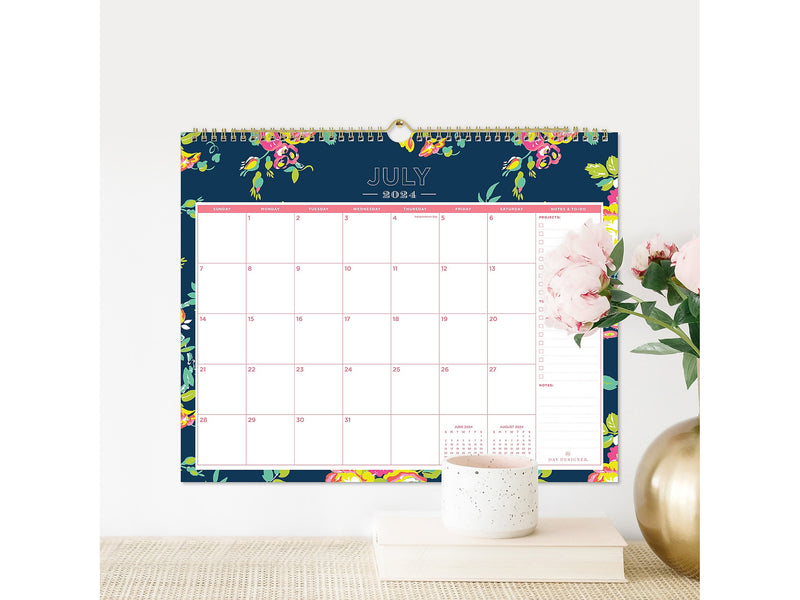2024-2025 Blue Sky Day Designer Peyton Navy 15" x 12" Academic Monthly Wall Calendar (107934-A25)