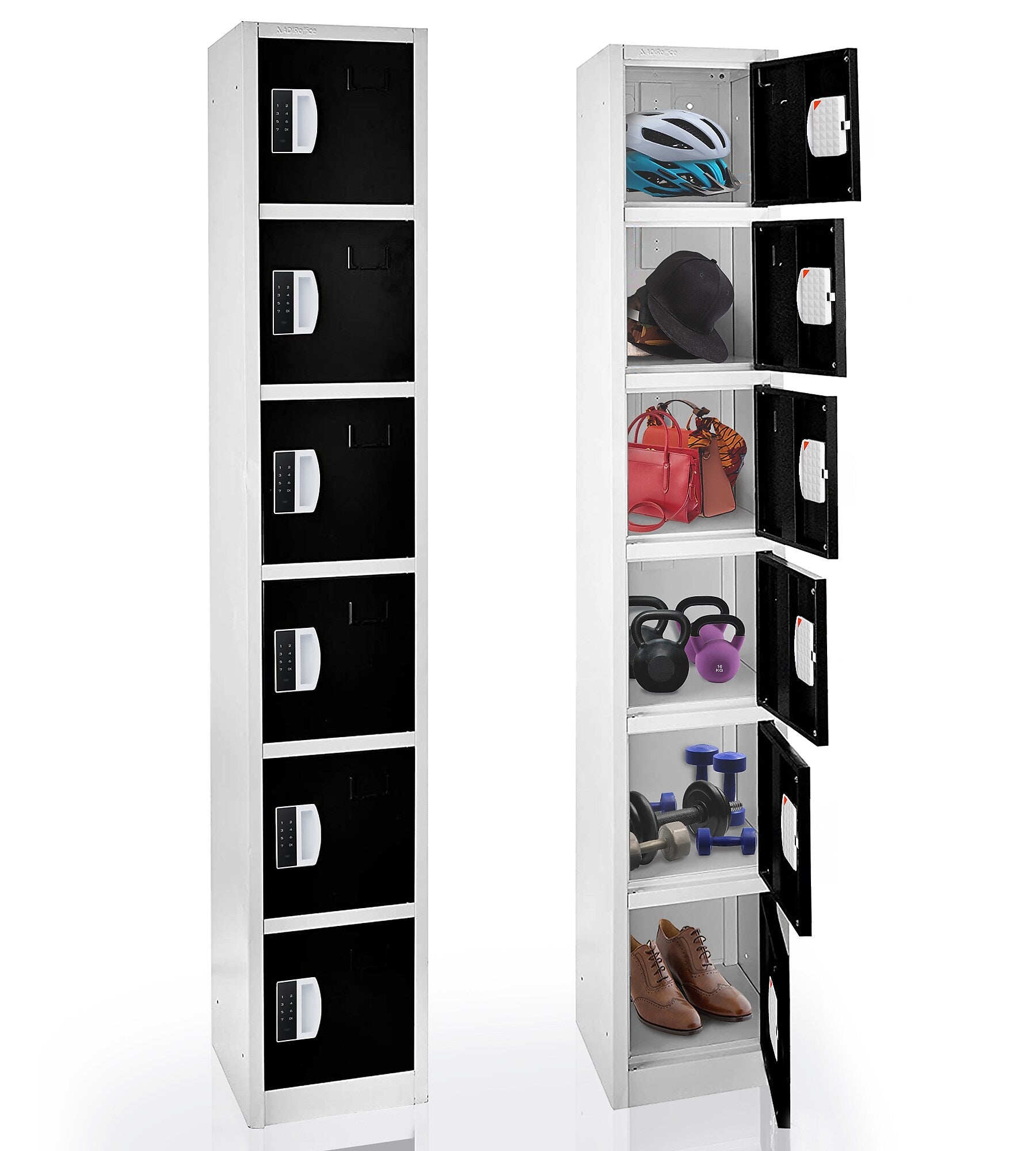 AdirOffice 72"H 6-Tier Black Storage Locker (ADI629-206-BLK-DL)