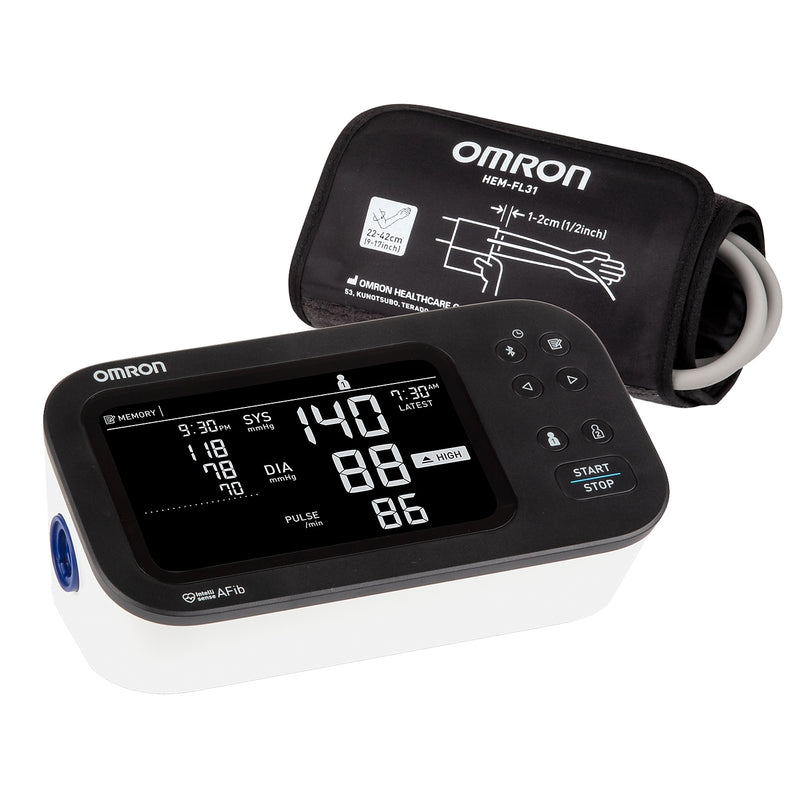 Omron 10 Series Bluetooth Upper Arm Blood Pressure Monitor, Black/White (BP7465)