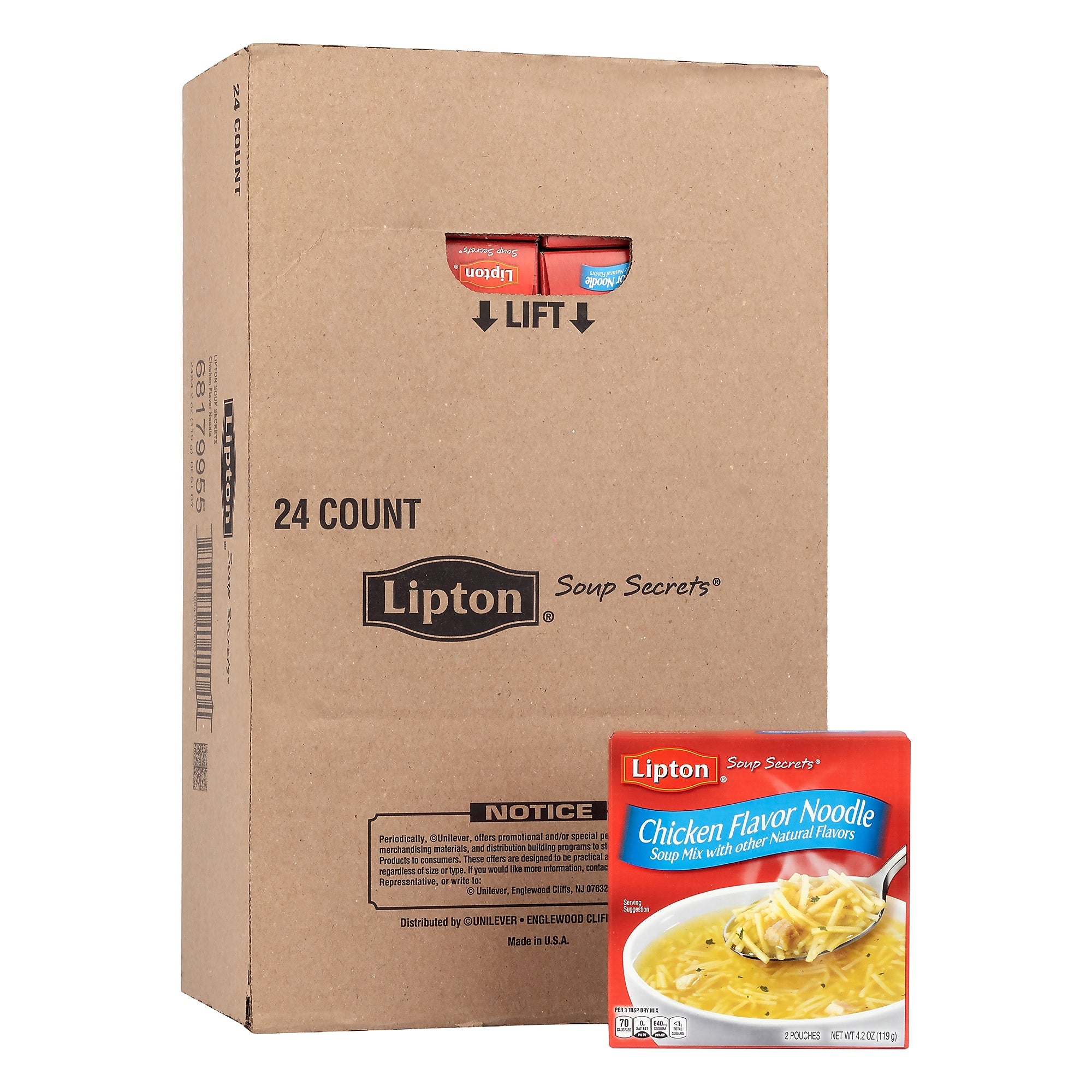 Lipton Savoury Chicken Noodle Soup, 4.2 oz, 24/Pack (307-00422)