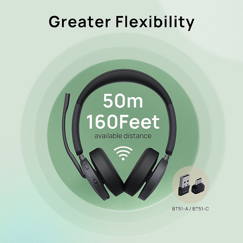 YeaLink BH74 USB-A/USB-C Bluetooth Stereo Phone & Computer Headset, MT Certified (1208678)