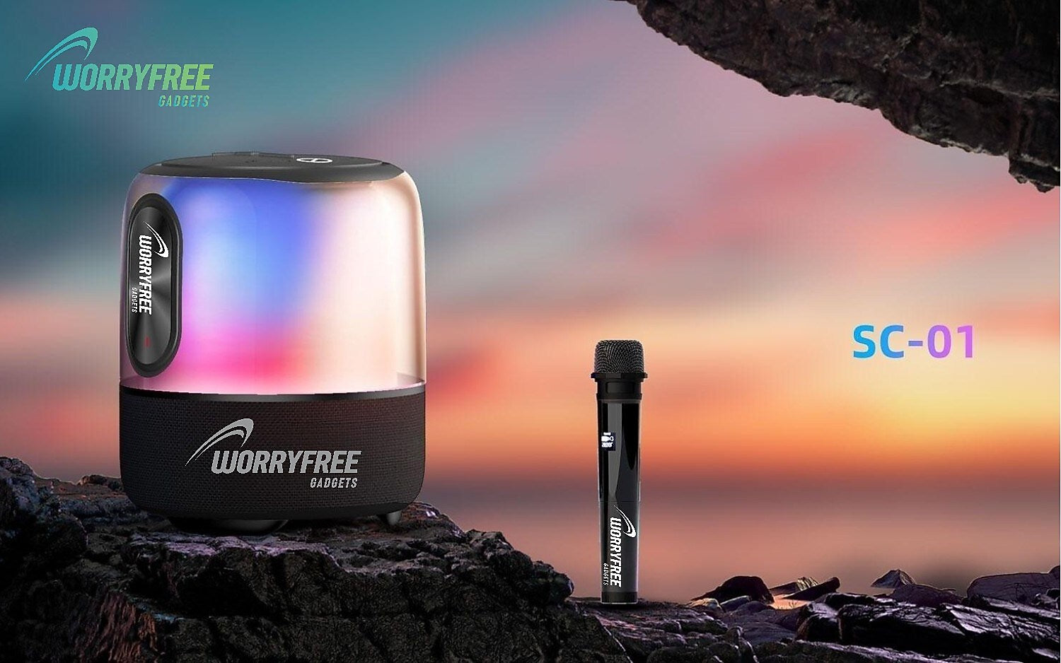 Worryfree Gadgets WSC-01 Wireless Bluetooth Portable Speaker with Microphone, Water Resistant, Black (WSC01-BLK)