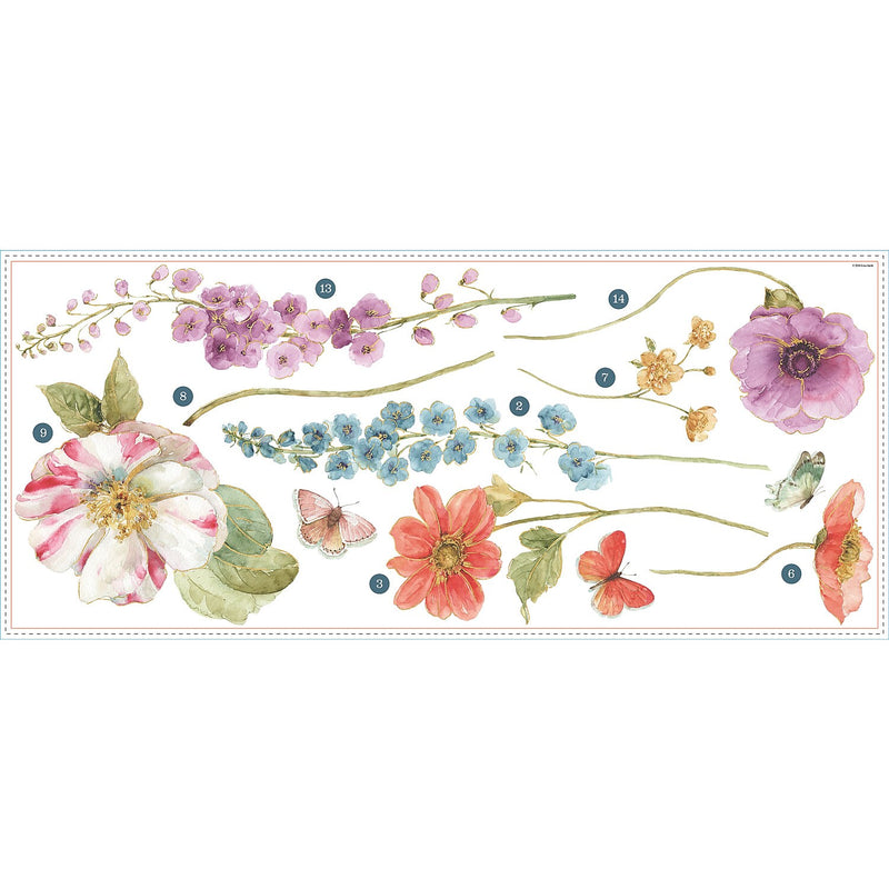 York Wallcoverings Lisa Audit Garden Flowers Giant Wall Decals, Botanical (RMK3261GM)