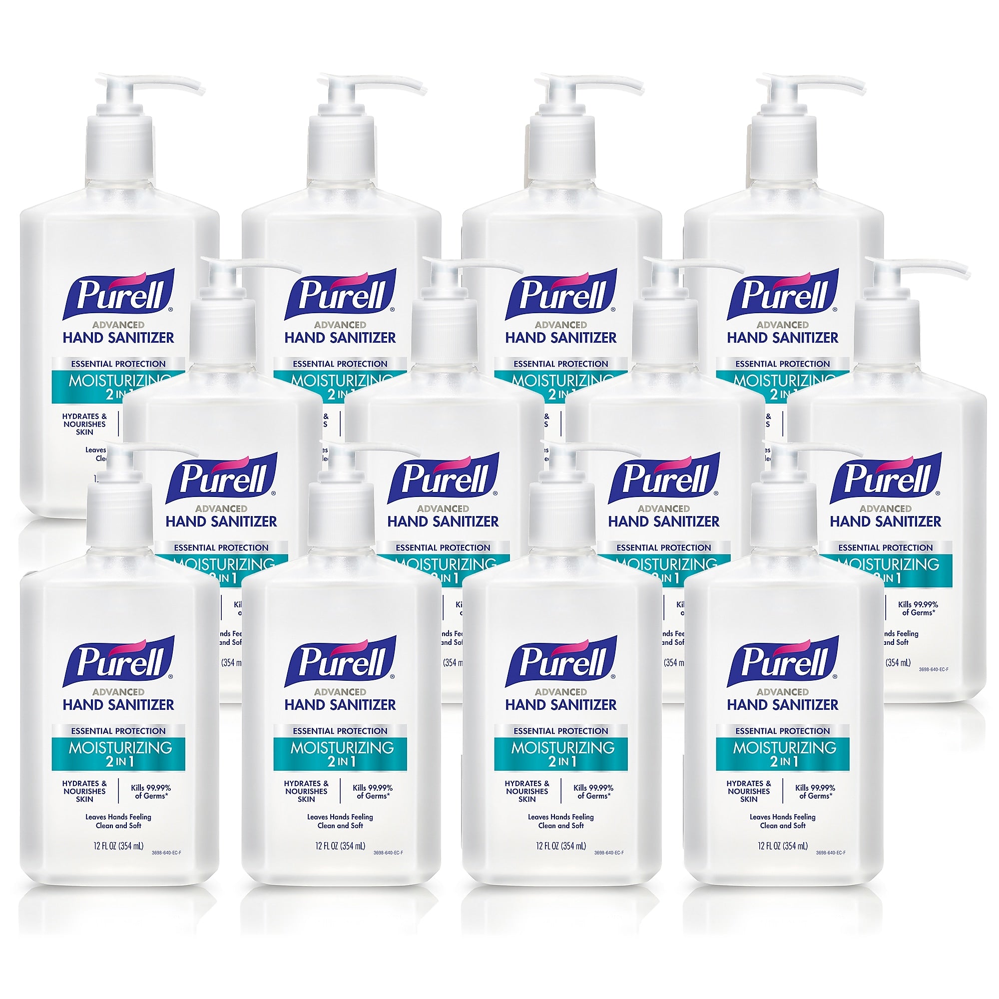 PURELL 2in1 Moisturizing Advanced 70% Alcohol Gel Hand Sanitizer, 12 oz, 12/Carton (3698-12 CT)