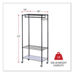 Alera® Wire Shelving Garment Rack, 30 Garments, 36w x 18d x 75h, Black