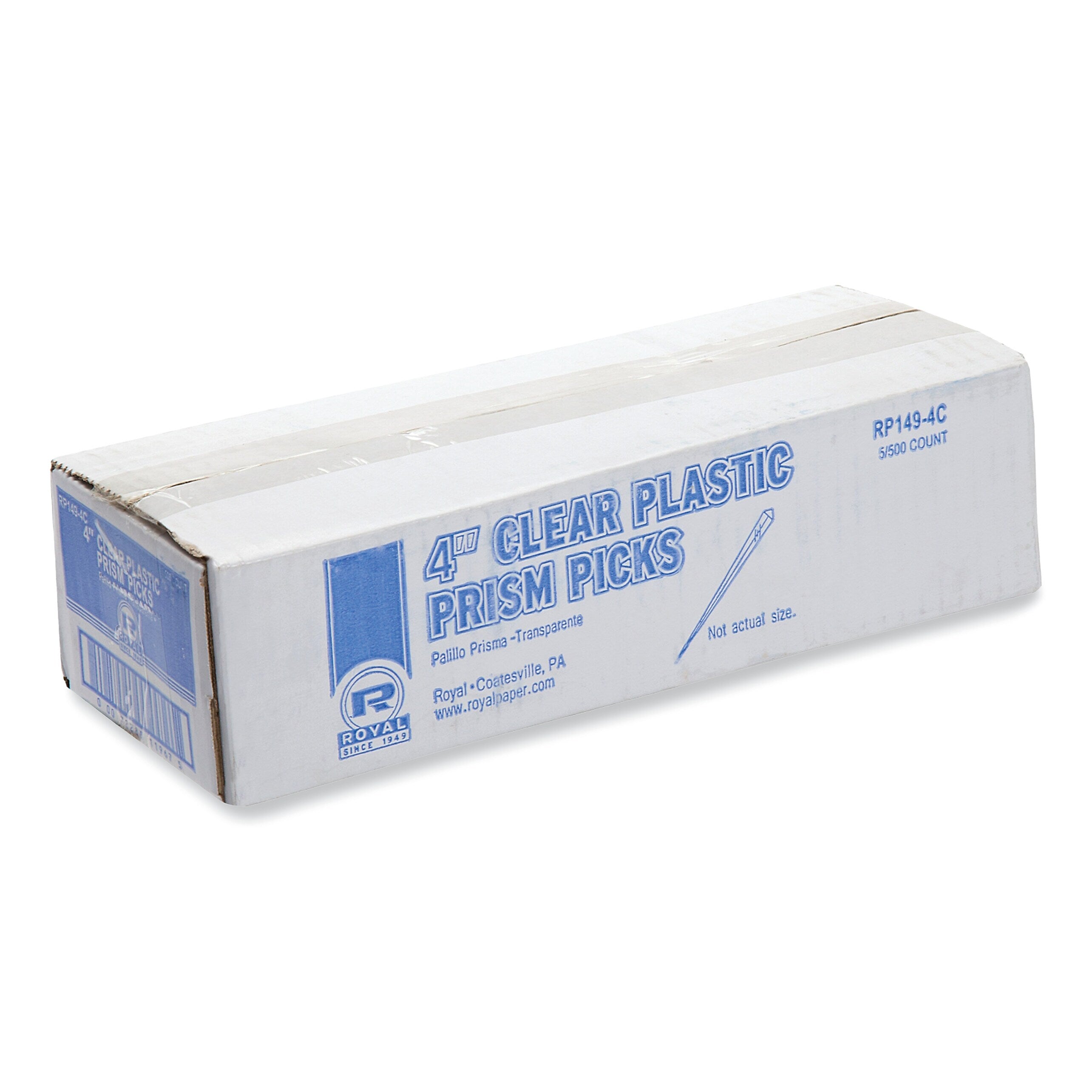 AmerCareRoyal Prism Picks, 4", Clear, 500/Box, 5 Boxes/Carton