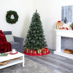 Nearly Natural 6-ft Snowed French Alps Mountain Pine Artificial Christmas Tree with 583 Bendable Branches and Pine Cones (T1859)