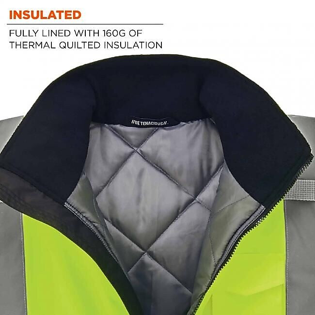 GloWear 8377 Quilted Bomber Jacket, ANSI Class R3, L, Lime (25624)