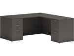 HON Mod 66"W L-Shaped Double-Pedestal Desk, Slate Teak (HLPL6672LDESKSL1)