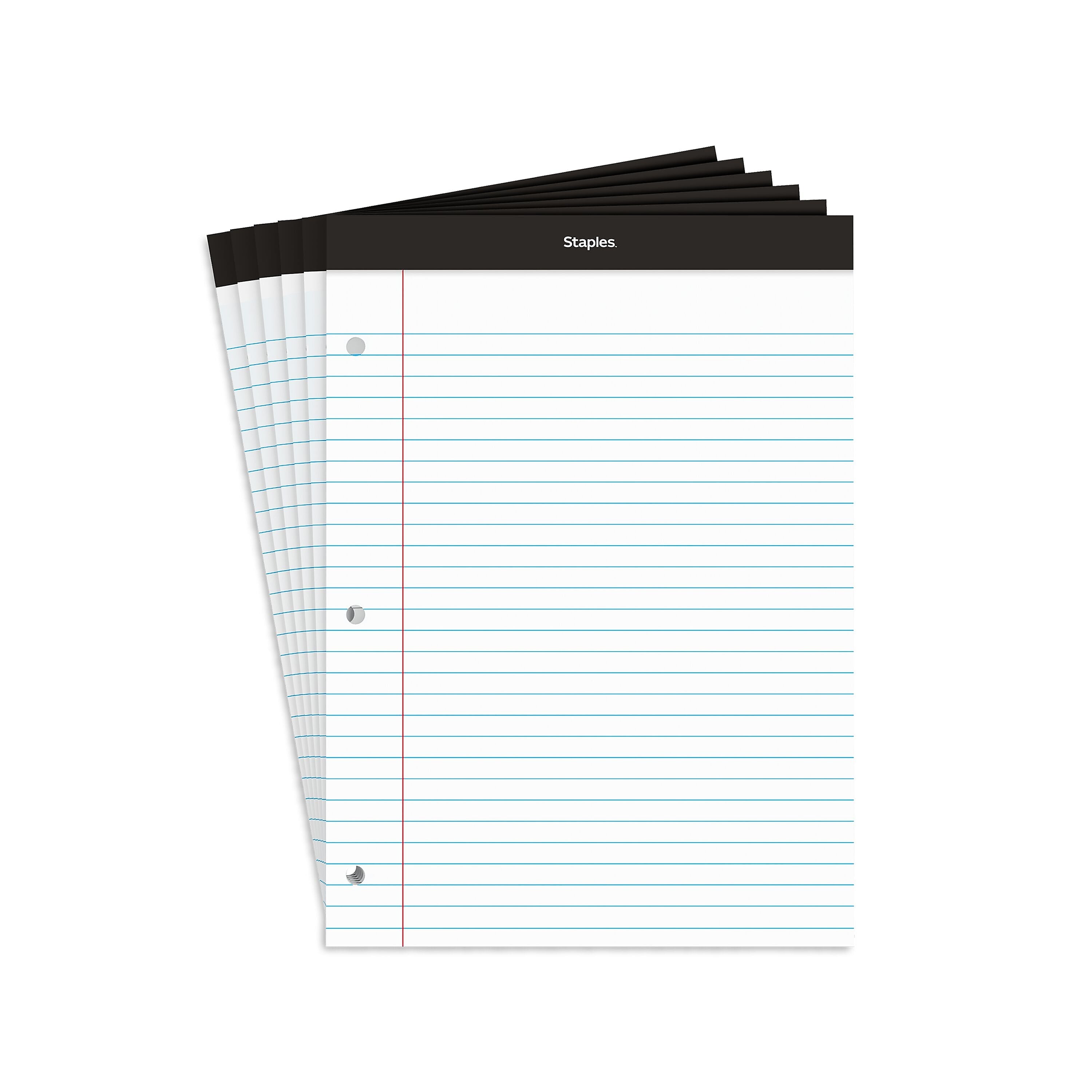 Staples Notepads, 8.5" x 11.75", Wide Ruled, White, 100 Sheets/Pad, 6 Pads/Pack (ST57350)
