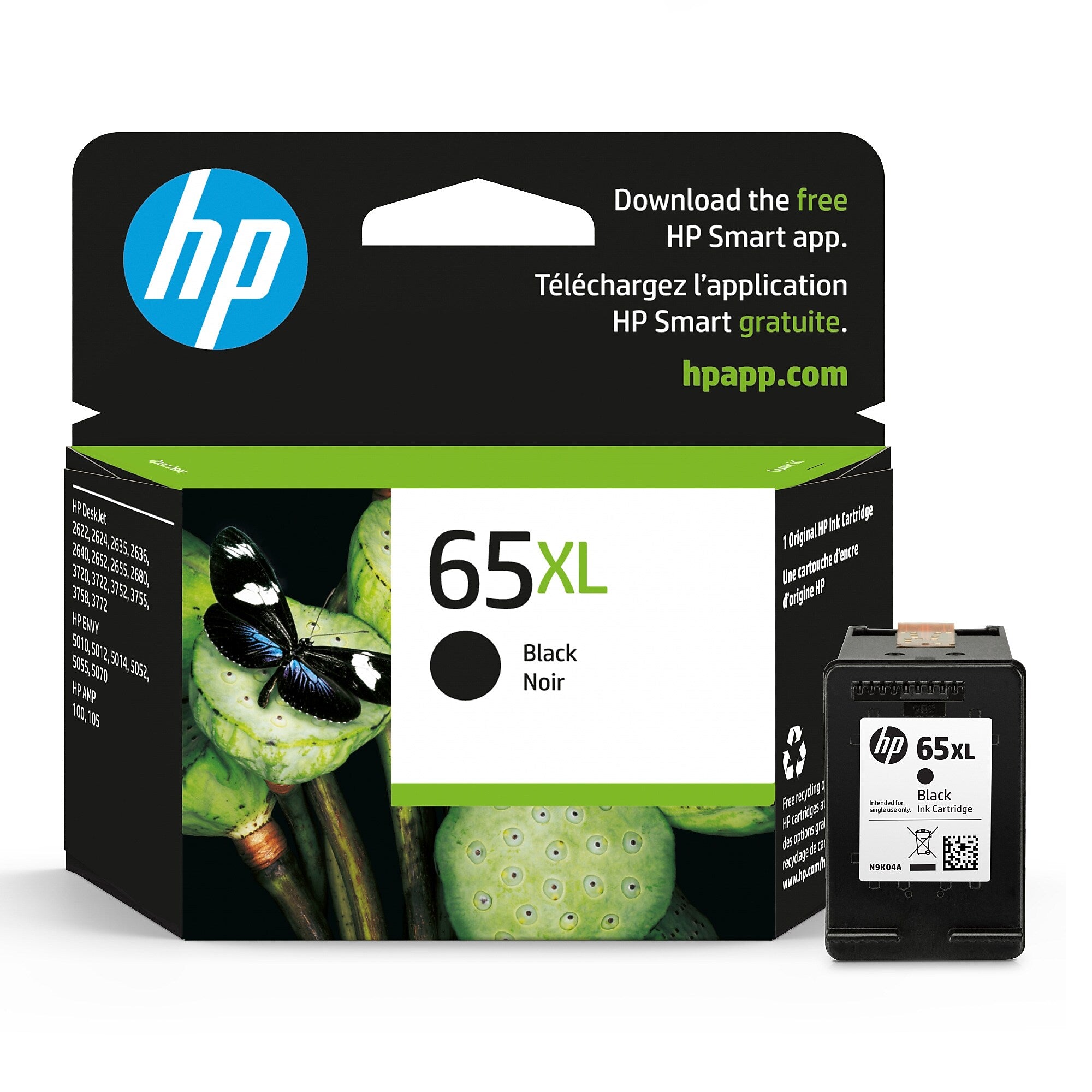 HP 65XL Black High Yield Ink Cartridge, Prints up to 300 Pages (N9K04AN#140)