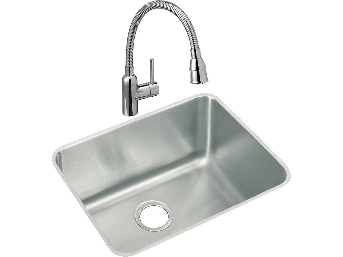 Elkay Lustertone Classic Single-Bowl Undermount Sink, 18.25" x 23.5" x 12", Stainless Steel, Lustrous Satin (ELUH211512)