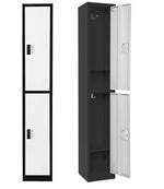 AdirOffice 72"H 2-Tier Black/White Storage Locker (ADI629-202-B-W-DL)
