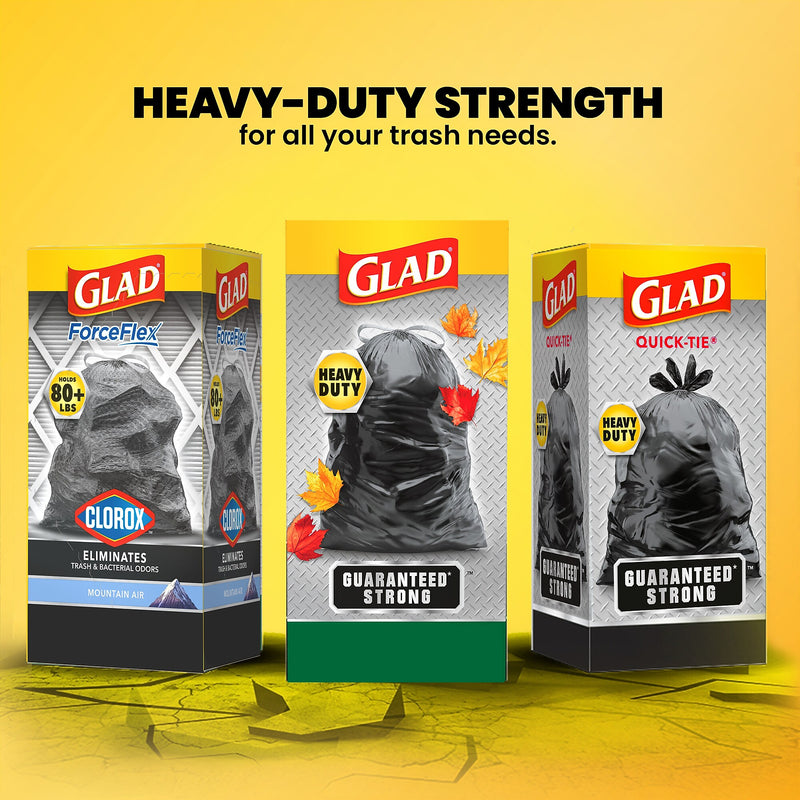 Glad Quick-Tie 39 Gallon Lawn & Leaf Bags, Black, 12 Total Bags (70028)