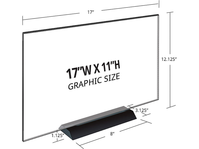 Azar Sign Holder, 17" x 12.125", Horizontal, Freestanding, Clear, Acrylic, 2/Pack (108808)