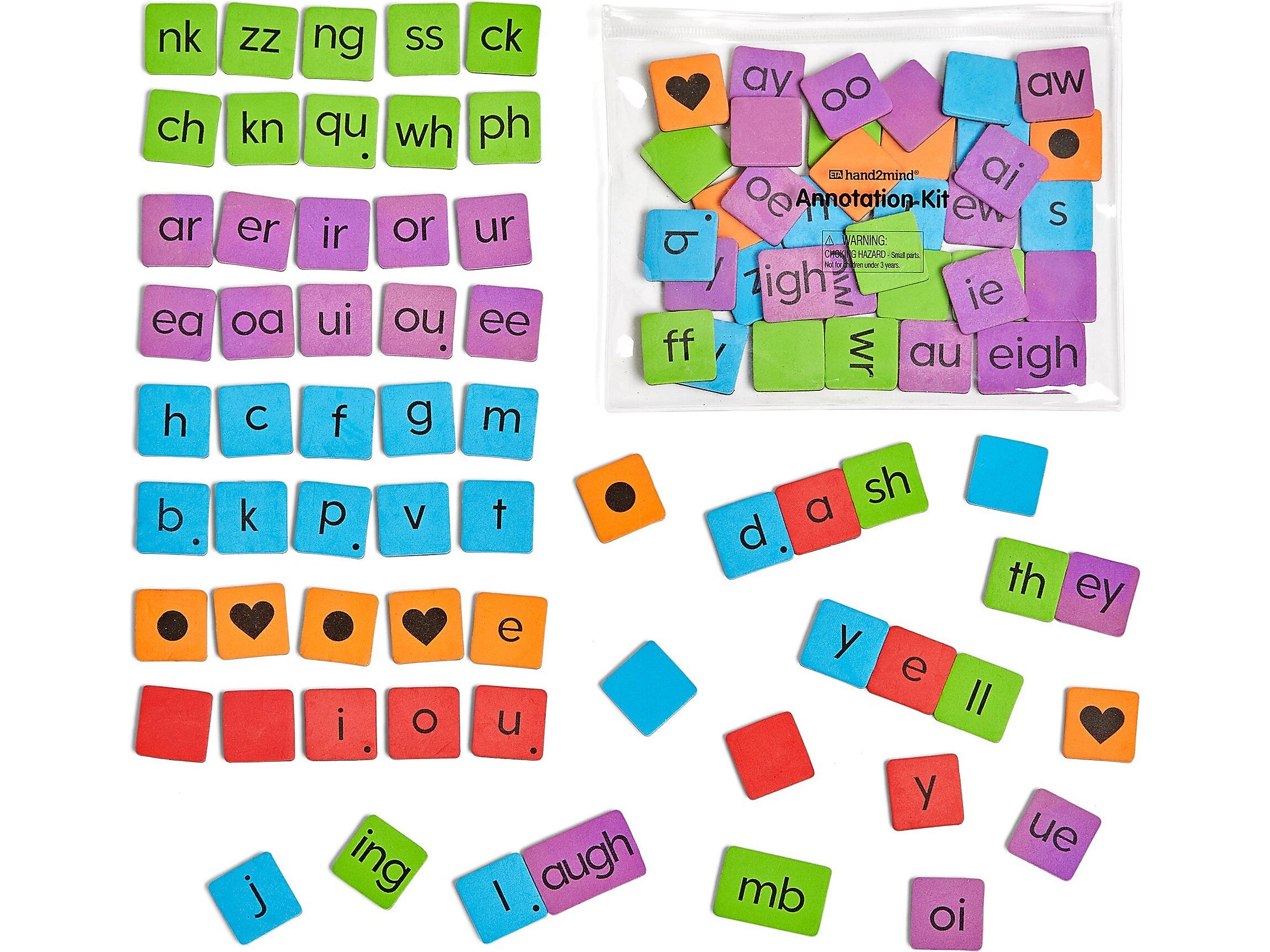 hand2mind Phonics Word-Building Magnetic Tiles (96161)