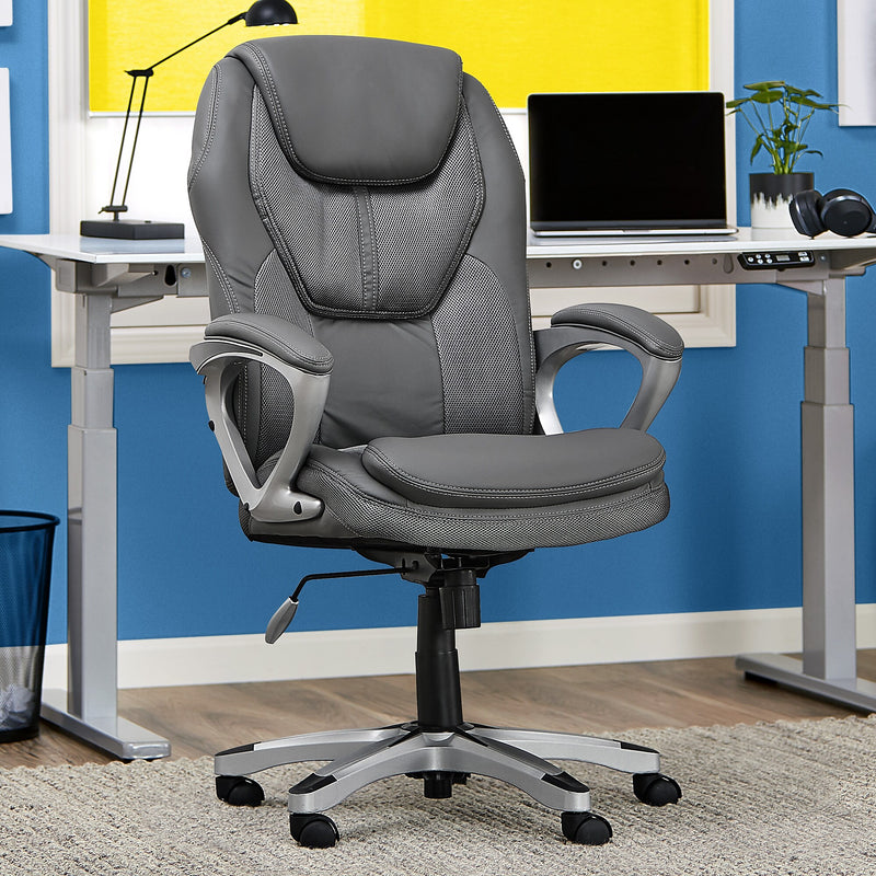 Serta Amplify Ergonomic Faux Leather Swivel Executive Chair, Light Gray (43673C)