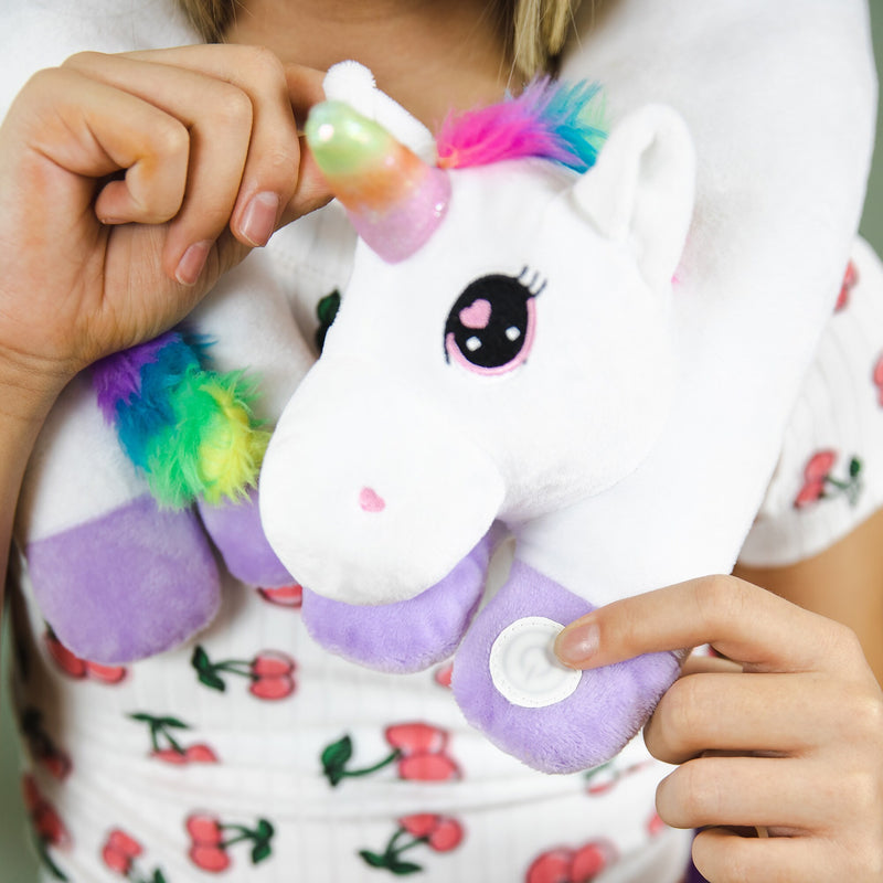 Bouncyband Sensory Vibrating Unicorn Stuffed Animal, White/Purple (BBAVNUN)