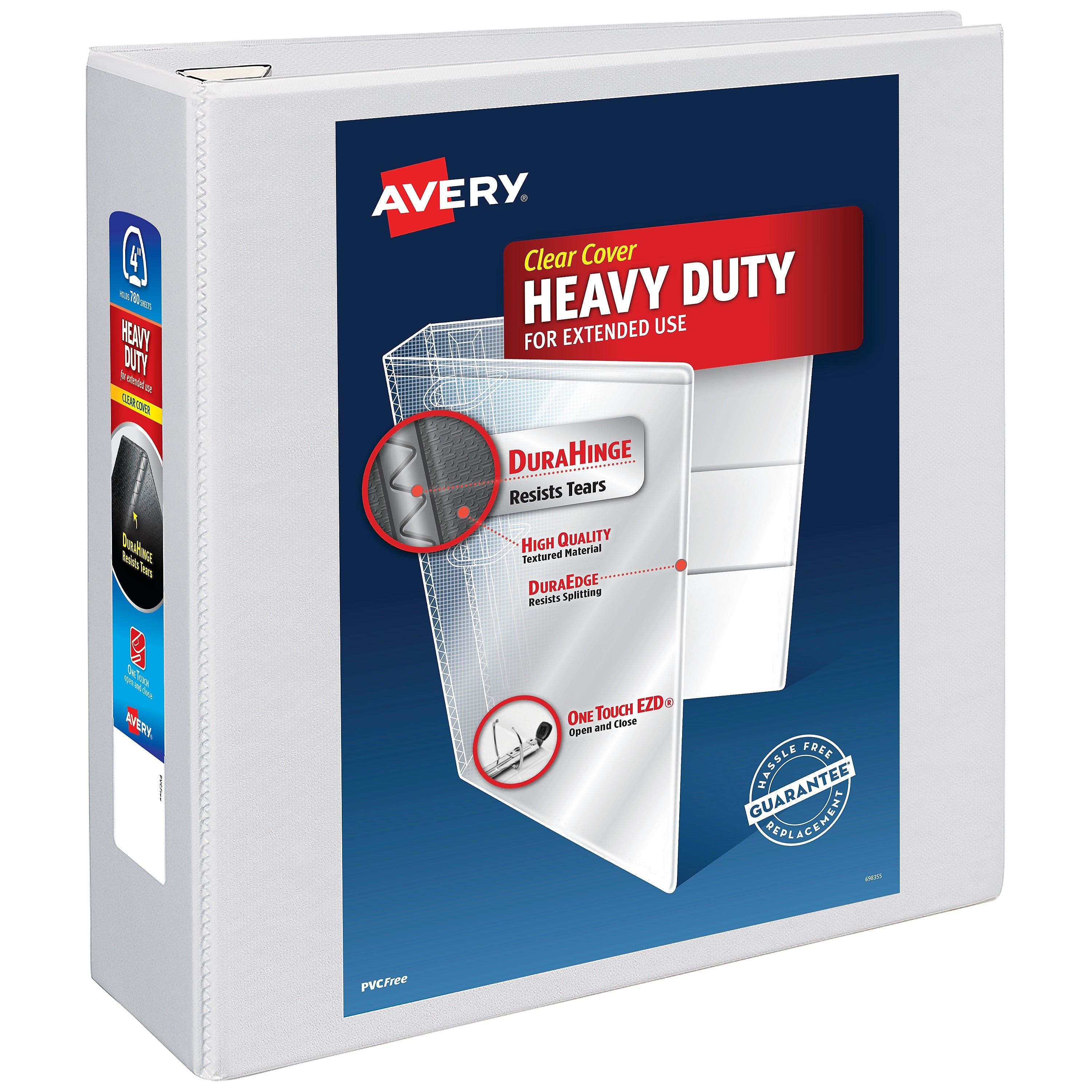 Avery Heavy Duty 4" 3-Ring View Binder, D-Ring, White (79-104/79-704)