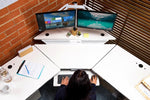 VersaDesk PowerLift 60"W Electric Corner Adjustable Standing Desk, White (PLCSD6072-WW-APP)