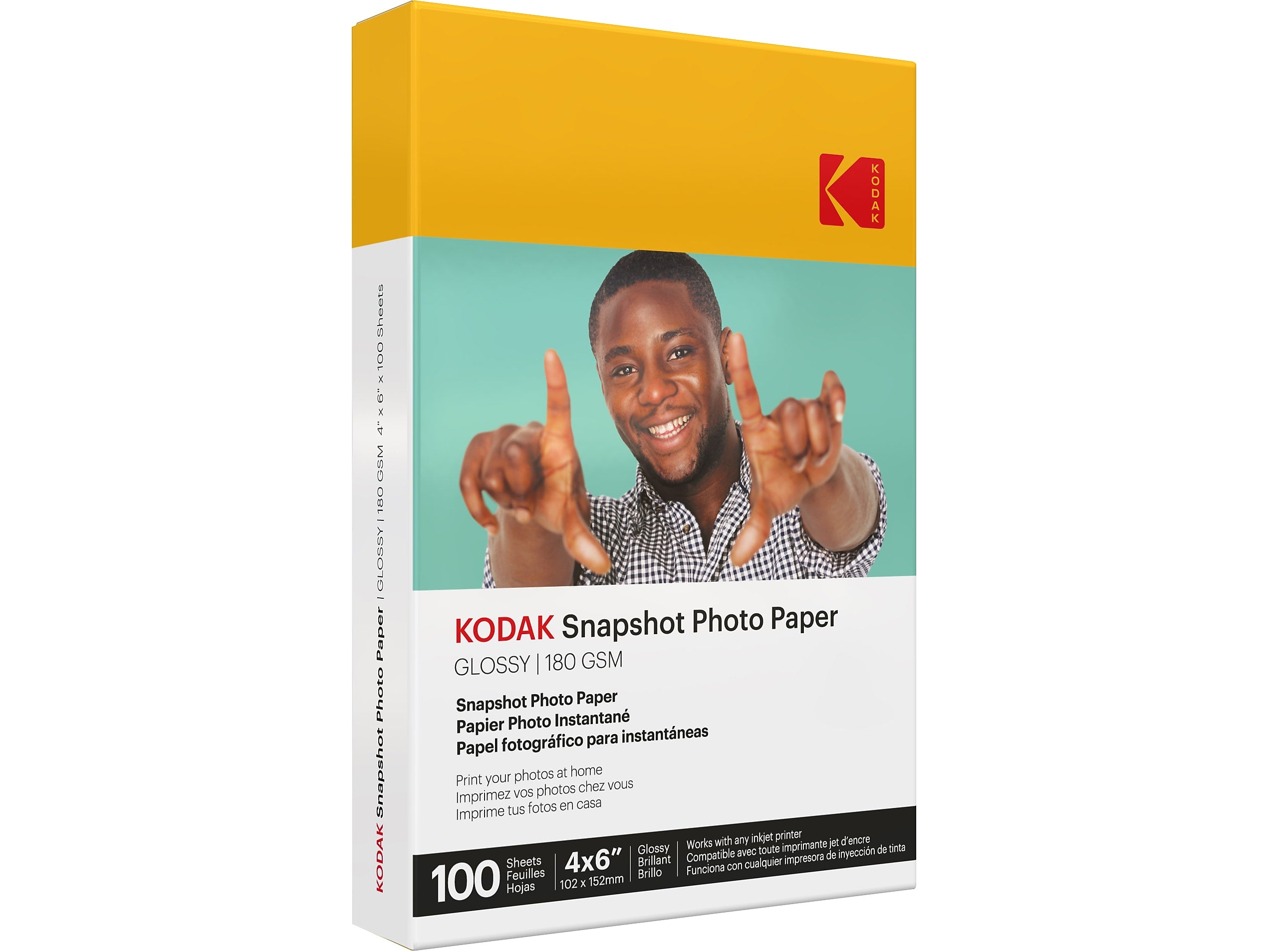 Kodak Snapshot Glossy Photo Paper, 4" x 6", 100 Sheets/Pack (41305)