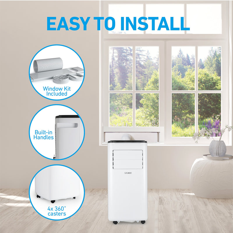 Coby 115-Volt 9,000 BTU (6,500 BTU DOE) Portable Air Conditioner, with Remote, White (CBPAC650)