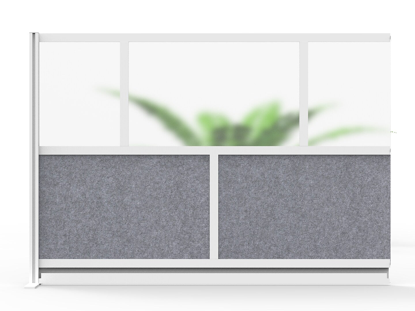Luxor Modular Room Divider Add-On Wall, 48"H x 70"W, Gray PET/Frosted Acrylic (MW-7048-XFCG)