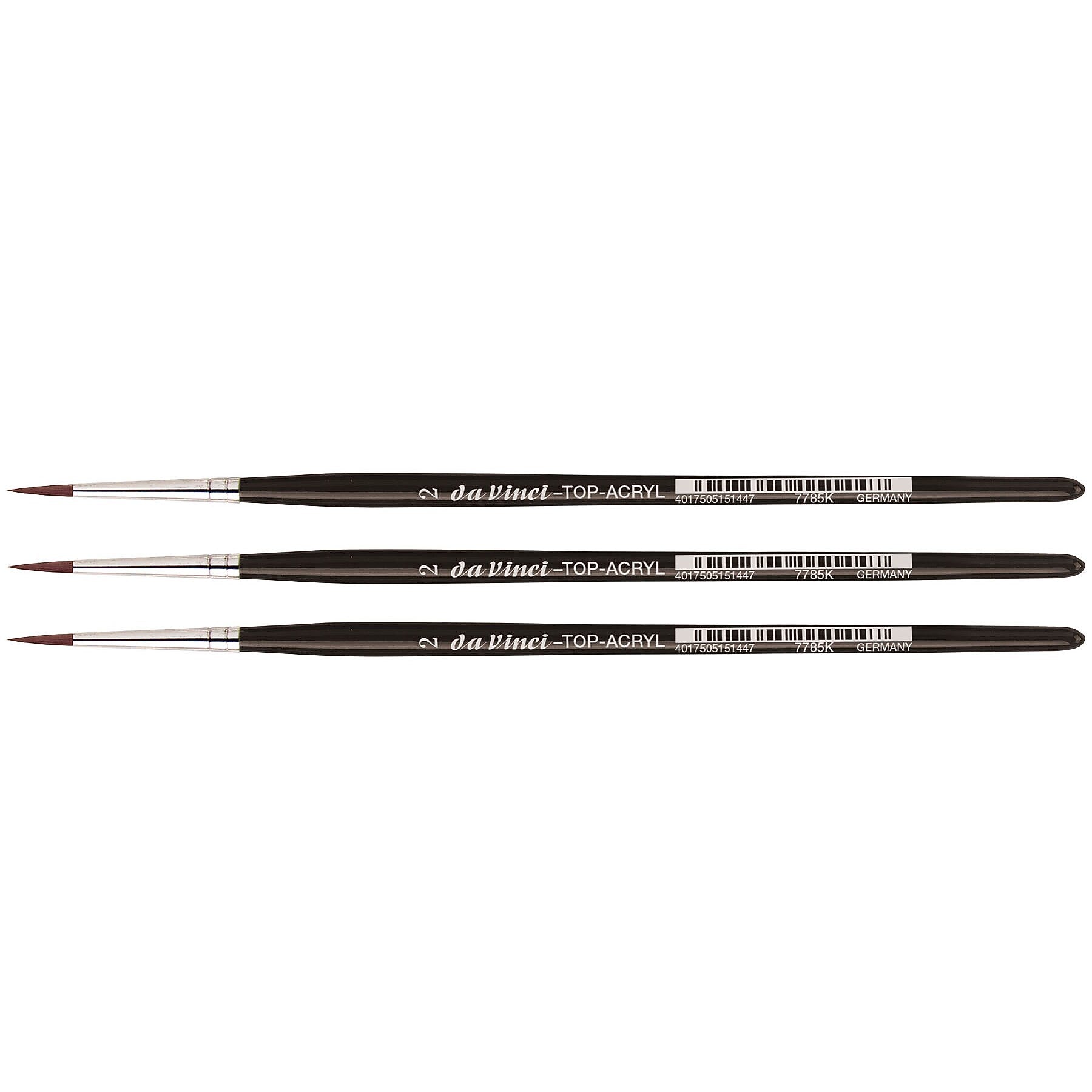 da Vinci TOP-ACRYL Oil and Acrylic Synthetic Bristle Red-Brown Round Brush, 3 Brushes/Pack (DVXVA7785K2-3)