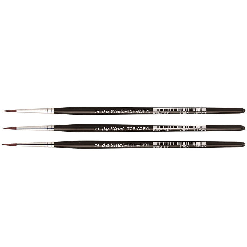 da Vinci TOP-ACRYL Oil and Acrylic Synthetic Bristle Red-Brown Round Brush, 3 Brushes/Pack (DVXVA7785K2-3)