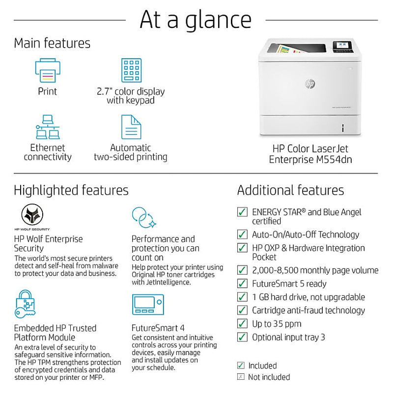 HP Color LaserJet Enterprise M554dn Printer (7ZU81A#BGJ)